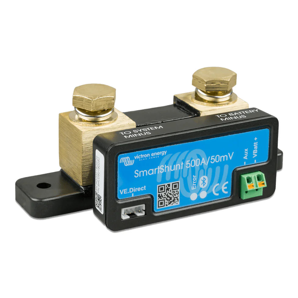 Rear isometric view of the SmartShunt 500A showing the mounting base