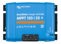Front view of Victron SmartSolar MPPT 150/35 solar charge controller with LED indicators and terminal cover