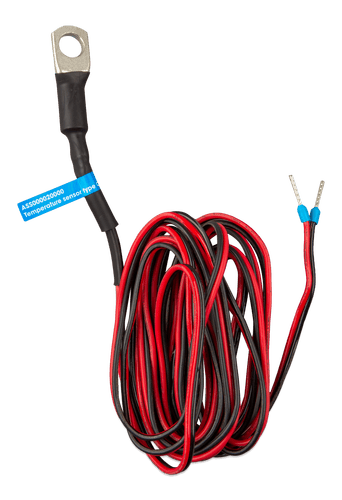 Front view of Victron Type C temperature sensor showing connection ends and cable