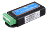 Perspective view of the VE.Bus Smart Dongle highlighting the side connection labels and regulatory info