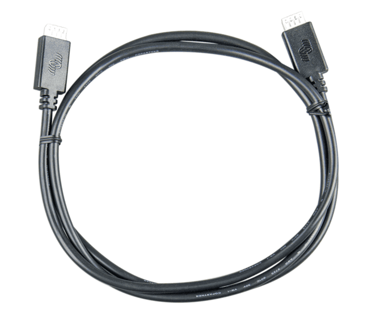 Coiled 0.9m black VE.Direct cable with 4-pin white connectors