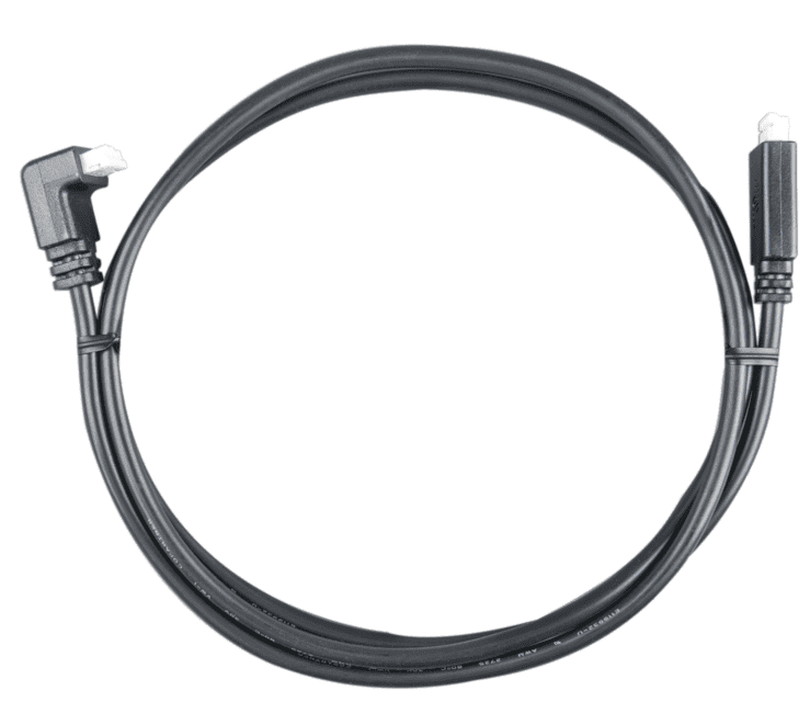 Black 0.3m VE.Direct cable featuring one right-angle connector and one straight white connector