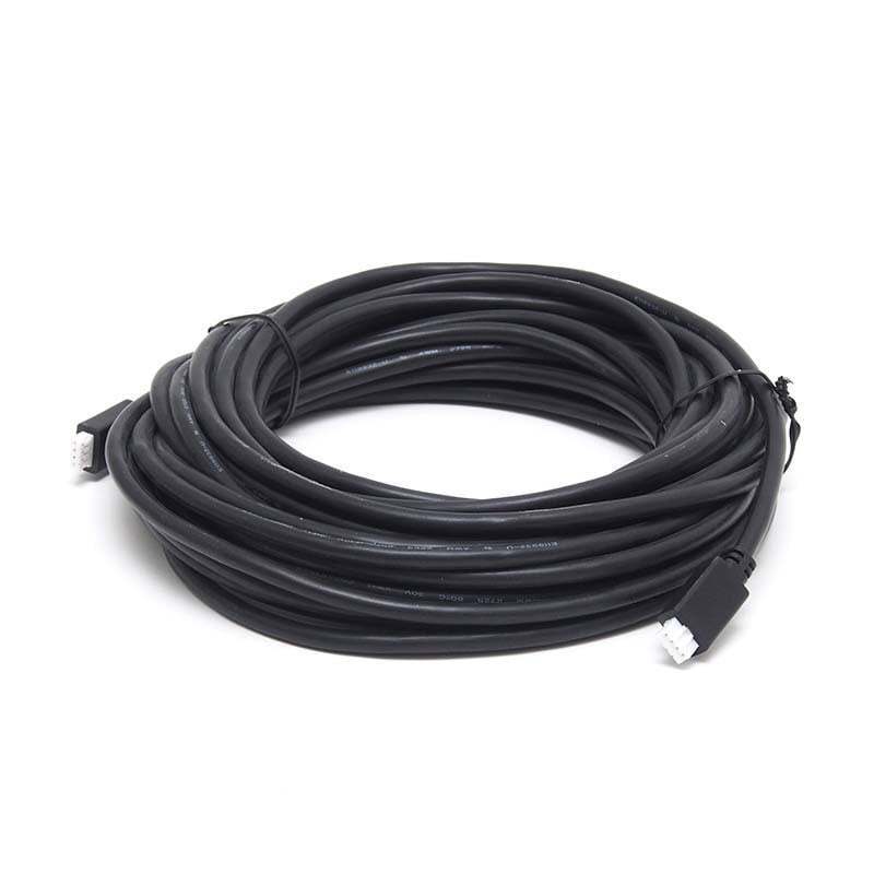 Black 10m VE.Direct cable featuring one right-angle connector and one straight white connector