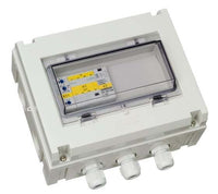 Enclosed 10kVA single phase transfer switch with clear viewing window and cable glands