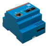 Left side perspective view of three-phase energy meter with terminal markings