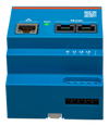 Top perspective view of energy meter showing Ethernet and VE.Can connection ports