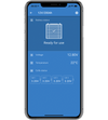 VictronConnect smartphone app interface showing real-time battery voltage, temperature and cell status