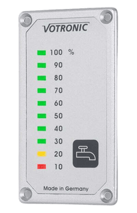 Close-up of Votronic Tank Display S with 10-level LED scale and tap symbol