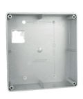 Interior view of grey plastic Votronic remote LCD display housing with mounting points and dimension markings