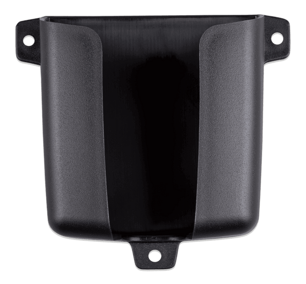 Front view of black plastic wall mount bracket with three mounting points for IP65 chargers