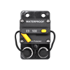 Top-down view of 100A waterproof circuit breaker with rubber stud covers installed