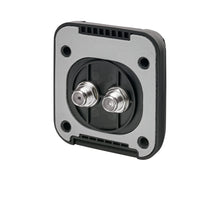Rear view of TV socket showing foam mounting gasket and dual nickel-plated terminals