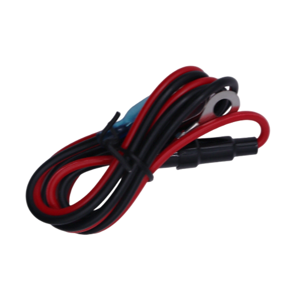 Wiring harness with female spade connectors, inline fuse holder and ring terminals