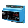 Ziehl UFR1001E voltage and frequency relay for anti-islanding protection in a blue DIN rail enclosure