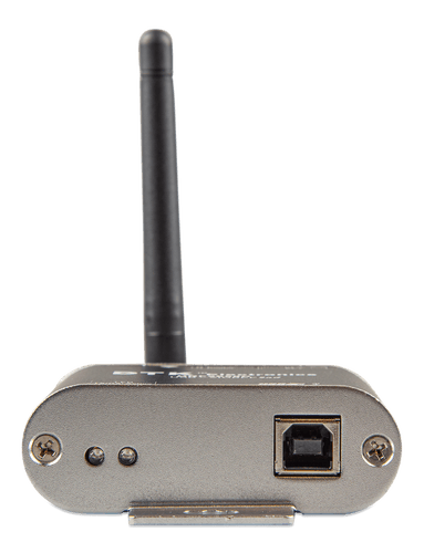 Close-up of the front panel on the Zigbee to USB converter module