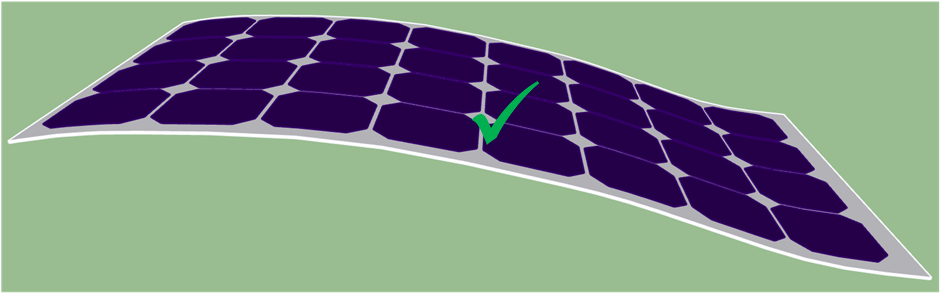Solar panel bending on a single axis with a green tick
