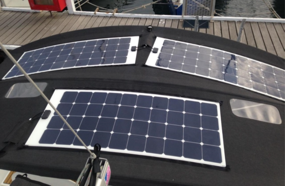 3 solar panels neatly installed onto canvas