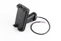 Rear view of wireless charger mount showing integrated 12V and 24V power cable for hardwired installation