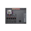 Front panel interface showing fuse block, switches, sockets and connection labels