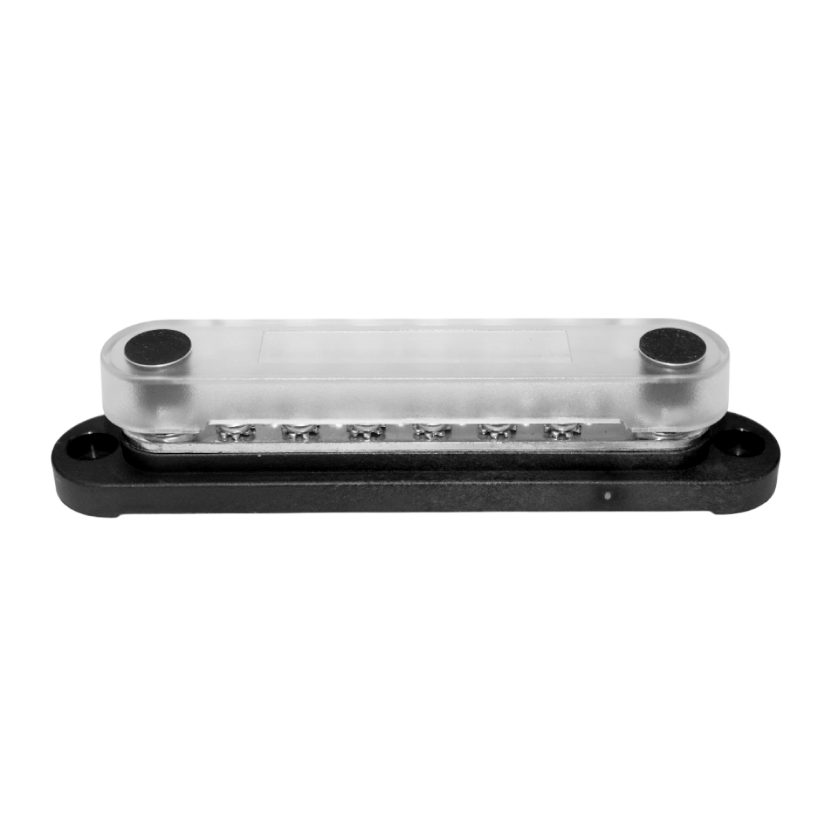 Angled view of 150A busbar with clear safety cover clipped in place