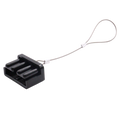 Black plastic dust cover with steel retention lanyard for 175A Anderson plugs