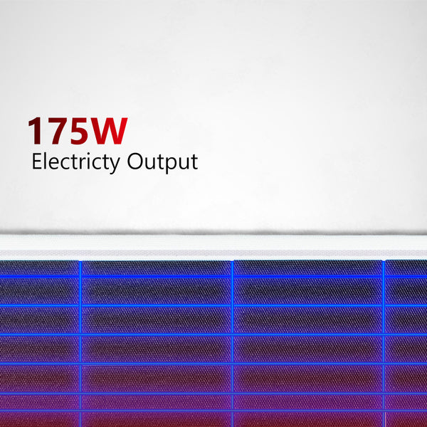 Close up view of solar cell circuitry on a 175W panel