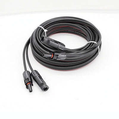 Coiled 1m twin solar extension cable with pre-terminated MC4 connectors ready for installation