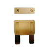 Yellow 25A maxi blade fuse showing top amperage rating and side profile with silver terminals