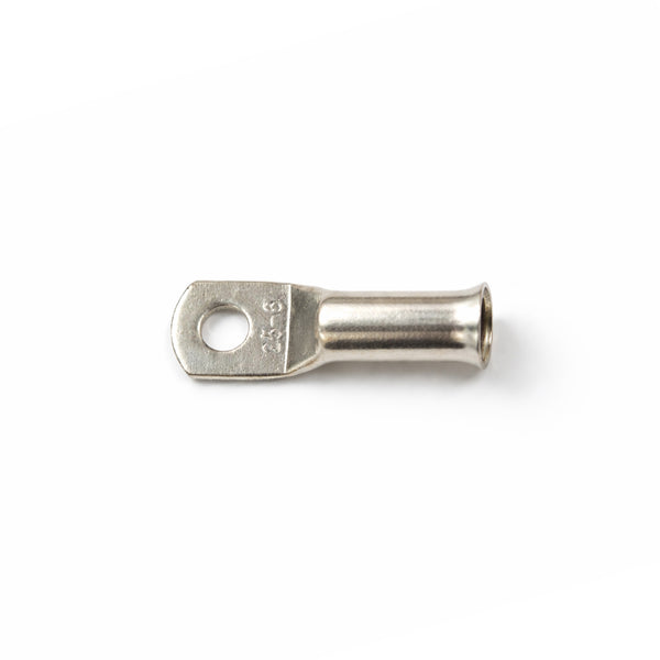 Single 25mm² tinned copper lug with bellmouth entry and M6 stud hole