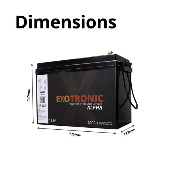 Dimensions diagram showing 335mm length, 182mm width, and 240mm height