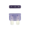 Purple 3A ATO/ATC automotive blade fuse with silver-plated terminals showing top and side profiles