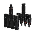 Upright pair of Exotronic 4-to-1 branch connectors showing single and quad port configurations