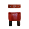 Orange 40A maxi blade fuse showing top amperage rating and side profile with silver terminals