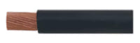 Side view of stripped 4B&S black single core automotive cable showing multi-stranded copper conductor