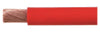 Horizontal view of red 4B&S automotive cable with stripped end showing stranded copper core