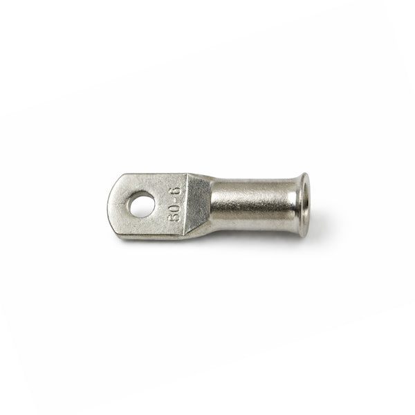 Single 50mm² tinned copper lug with bellmouth entry and M6 stud hole