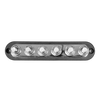 Top-down view of black 6-stud busbar showing terminal layout and mounting holes