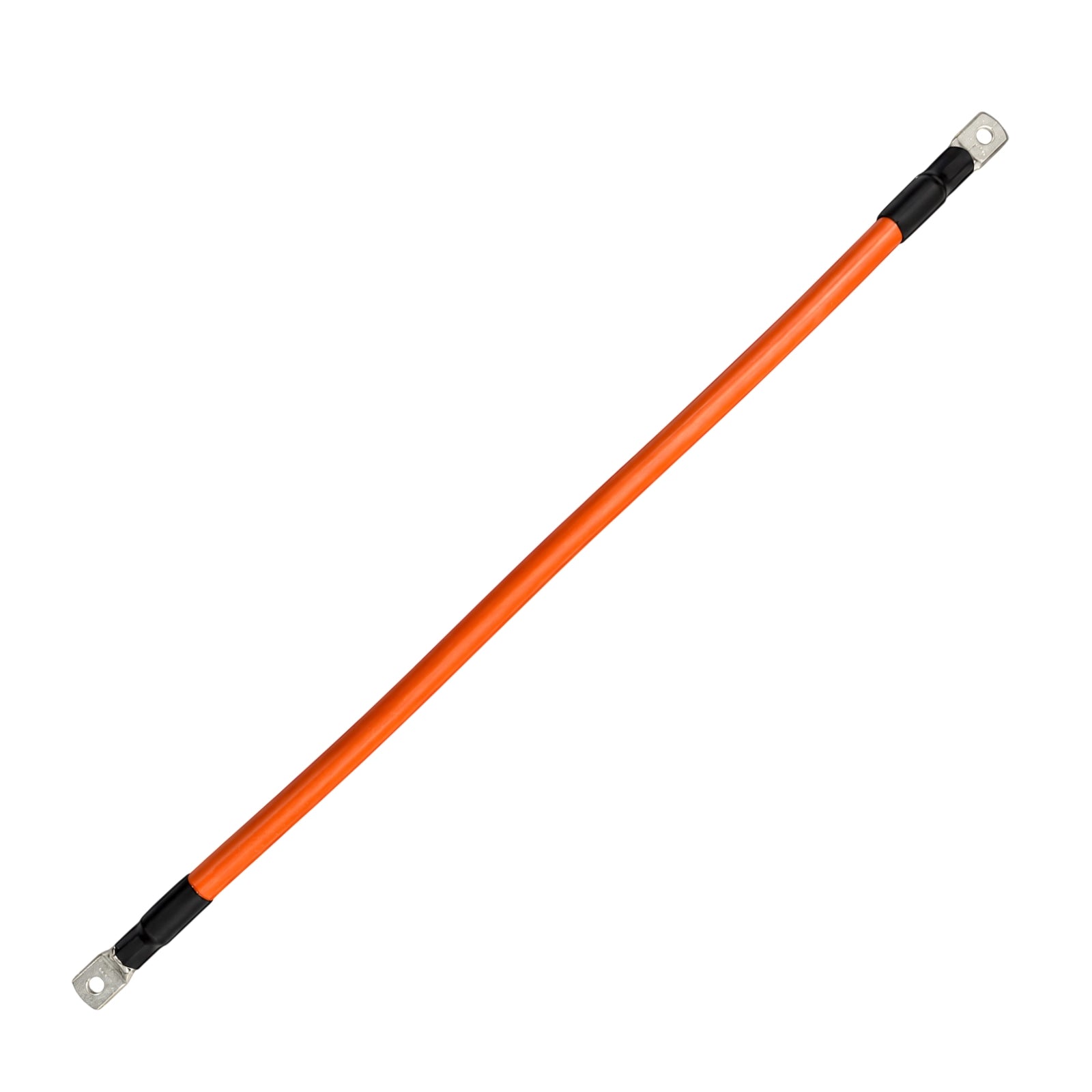 600mm orange 50mm² battery cable with M8 bellmouth lugs and black heat shrink