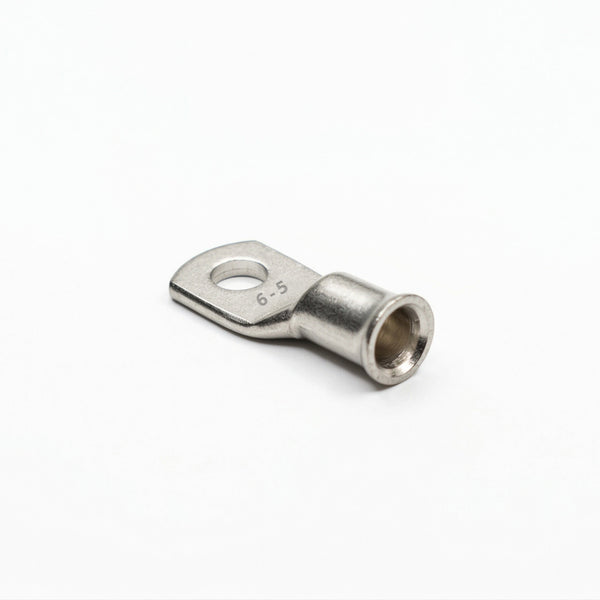 Single 6mm² tinned copper lug with bellmouth entry and M5 stud hole