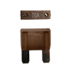 Brown 70A maxi blade fuse showing top amperage rating and side profile with silver terminals