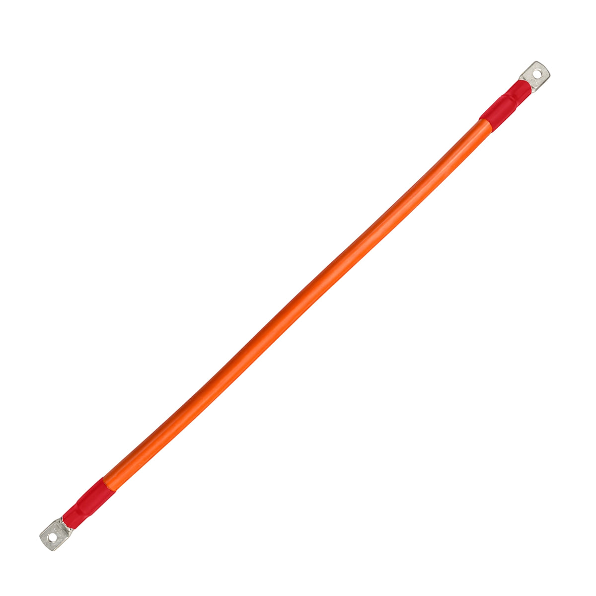 600mm orange 70mm² battery cable lead with red heat shrink and M8 lugs