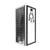 Perspective view showing front and rear of the narrow 80W solar panel