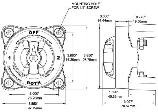 Blue Sea Battery Switch 600A ON/OFF 5