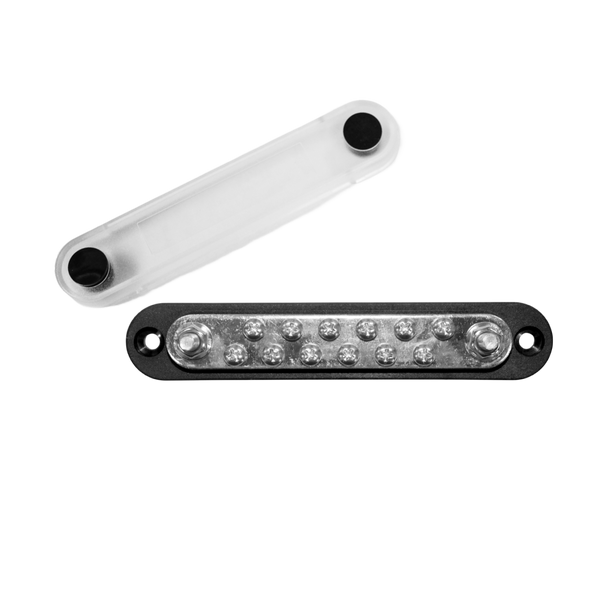 Exotronic 150A Black 2x M6 Stud Busbar with 12 Screws & Cover Main Image