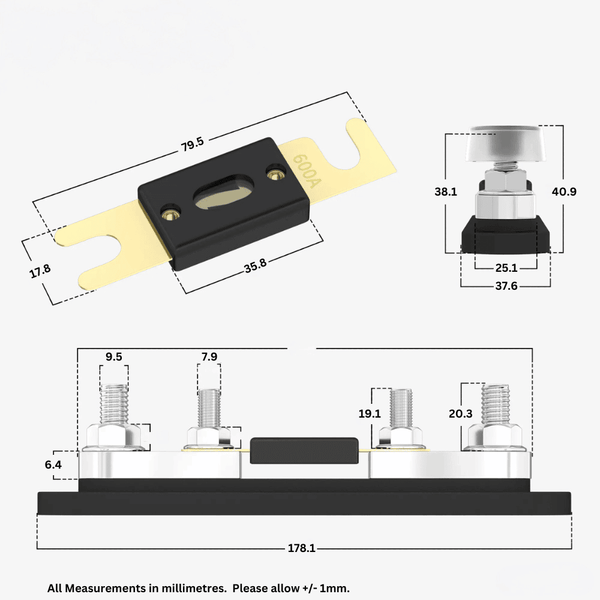 Exotronic 750A ANL Fuse Holder with Cover 1