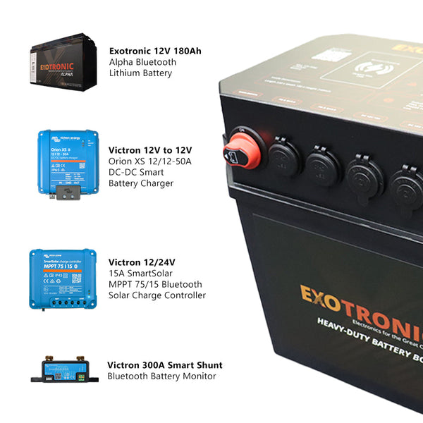 Exotronic 180Ah Pre-wired Orion XS + SmartSolar + SmartShunt Lithium Battery Box