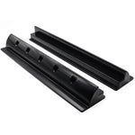 Pair of 680mm black ABS solar panel mounting brackets with aerodynamic profile and recessed screw holes