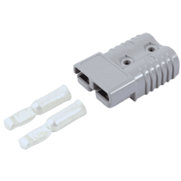 Grey 175A Anderson plug connector kit showing housing and two 0 AWG silver contacts