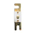 Top-down view of 175A ANL fuse featuring gold-plated terminals and white ceramic housing