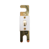 Top-down view of Exotronic 250A ANL fuse showing ceramic body and gold terminals